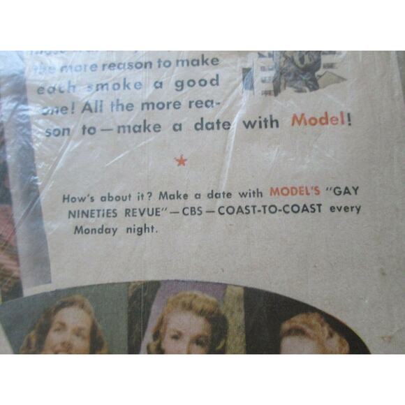 Vintage Model Tobacco ad, 1943 United States Tobacco Co, New York, 11" by 14" - Picture 9 of 10